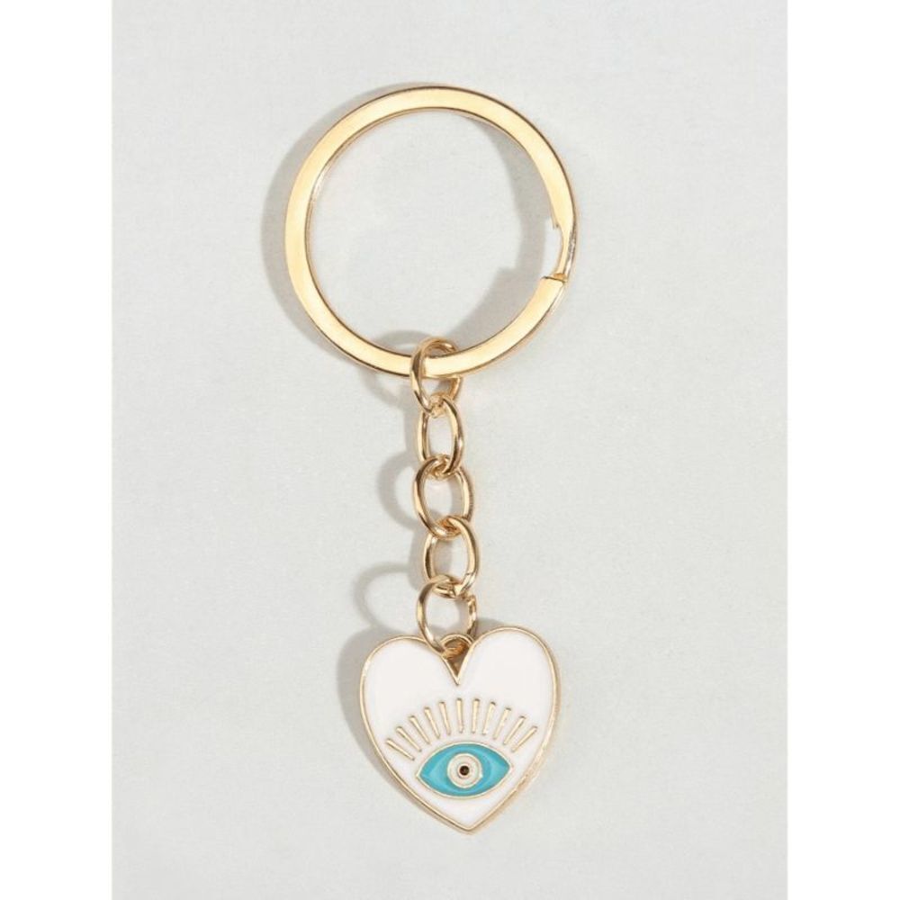 White Evil Eye Heart Keychain - Picture 3 of 3